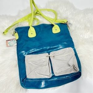 Noi Noi Aqua and Gray Tote Bag NWT